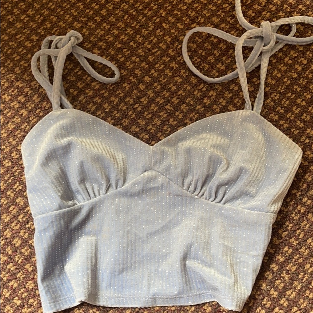 Blue shimmery crop top